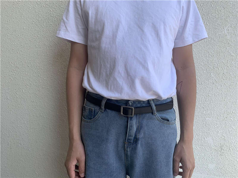 尼曼ok窄皮带无孔男韩版极简约文艺青少年情侣潮流休闲女生细小裤腰带