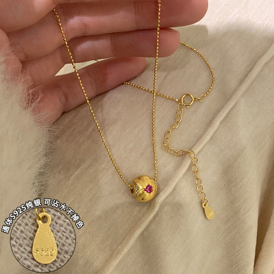 纯银金色万花筒八芒星转运珠项链女小众设计感高级轻奢锁骨链送女朋友老婆情人节七夕生日礼物