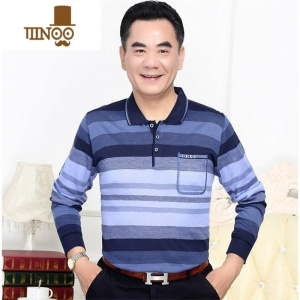 YANXU老人衣服男夏装60-70岁爸爸装夏天超薄口袋长袖T恤透气防晒衣