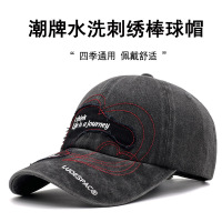 美式水洗贴布大头围显脸小棒球帽子女春夏软顶户外遮阳防晒鸭舌帽