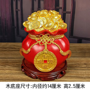 聚宝盆钱袋摆件存钱罐新中式店铺开业礼品收银台摆设家居客厅装饰