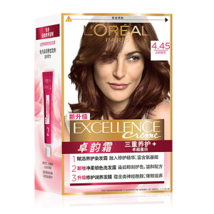 欧莱雅(LOREAL)卓韵霜三重养护护发染发霜#4.45(红铜棕色)(不伤发染发膏染发剂 遮白盖白 男女通用)