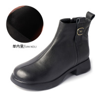头层牛皮女靴真皮短靴软底女短靴马丁靴短皮靴女秋冬软底棉鞋
