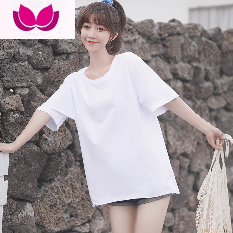 七斓超火cec白色宽松短袖t恤女2023夏季新款中长款半袖女装破洞上衣服