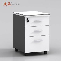 质凡办公桌下收纳文件柜木质移动矮柜带锁三抽屉柜 400*480*620mm