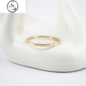 JiMi细彩金戒指女日韩潮人学生简约个性尾戒女小指韩国钛钢玫瑰金