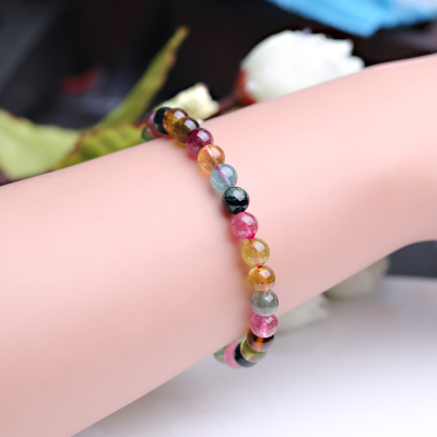 天然碧玺手链6A级单圈女款时尚手串水晶礼品 直径5-6毫米送女朋友老婆情人节七夕生日礼物