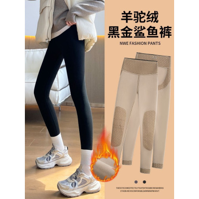 冬季特厚加绒鲨鱼裤女外穿云朵绒收腹提臀黑金显瘦保暖打底休闲裤