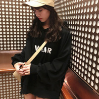 秋季新款韩版女装宽松连帽休闲字母薄款卫衣女学生外套潮