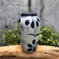复古青花瓷陶瓷花器做旧景德镇手绘花瓶小摆件鲜花干花水培花 三维工匠 鲜果子