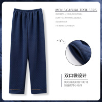 睡裤男士夹层单裤睡衣长裤秋冬季加厚空气棉纯棉大码裤家居裤冬天