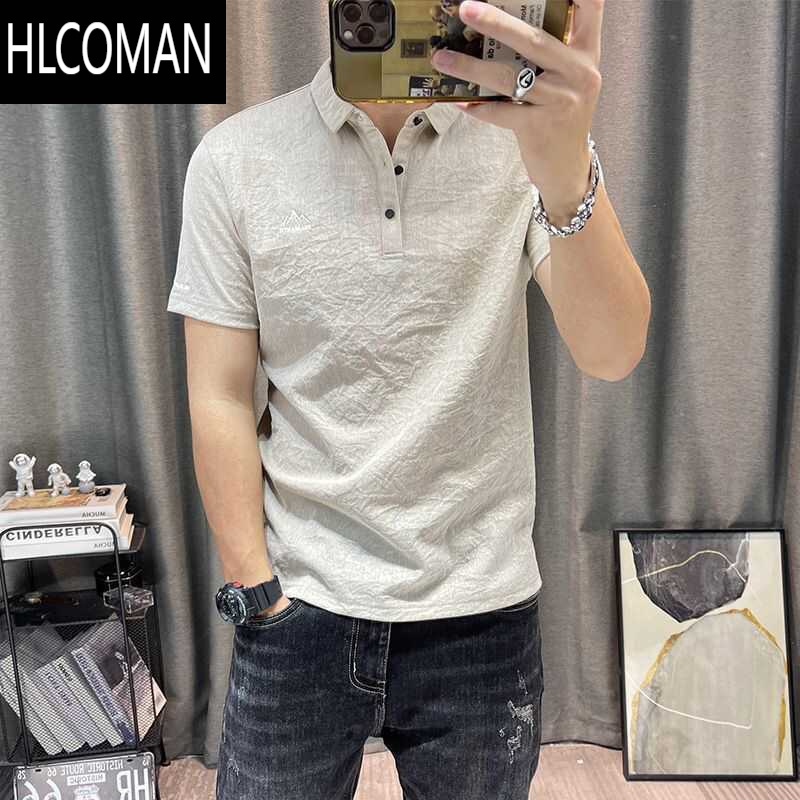 HLCOMAN2025夏季高端短袖polo衫男衣服修身半袖有领上衣小标刺绣po衫潮