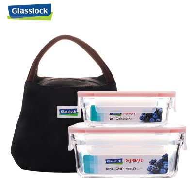 三光云彩（GLASSLOCK）韩国进口钢化玻璃保鲜饭盒2件套1020ml+395ml带盖便当盒上班族GL39121020+395ml(密封圈颜色随机发货