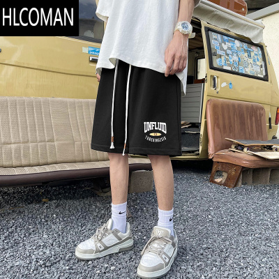 HLCOMAN@ 美式复古印花短裤男夏季潮牌卫裤宽松直筒运动五分裤