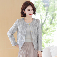 气质妈妈装外套女时尚圆领中老年女士休闲开衫中年装秋装女春秋款