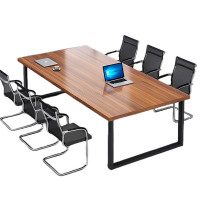 利特莱依会议桌长桌简约现代工作台会议室长条桌办公桌椅组合2*1(米)带6椅
