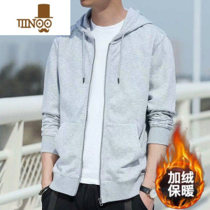 YANXU卫衣男冬季羔毛外套男士韩版潮加绒加厚宽松羔绒连帽毛绒棉服