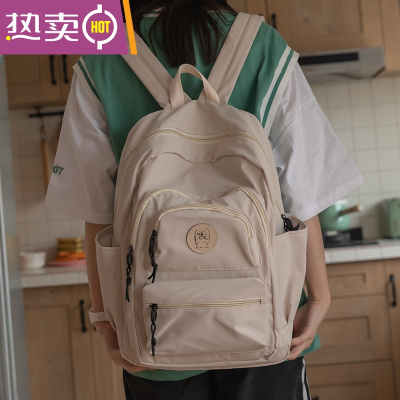 NEWLAKE花曦家书包女简约原创小众设计感大容量电脑背包女双肩白色双肩包