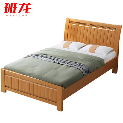 班龙实木床101*206cm+床垫榉木色套