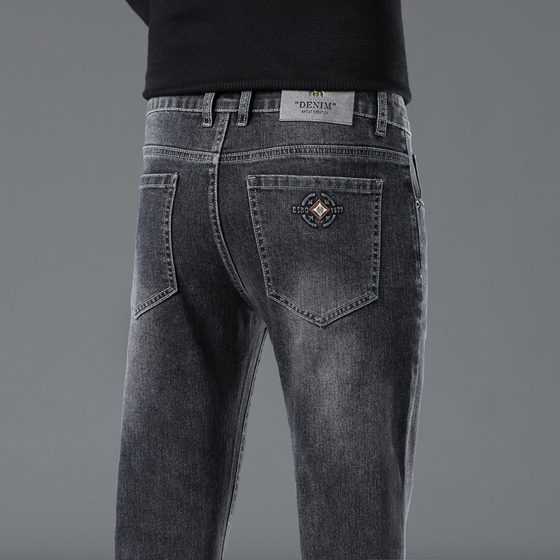 春秋新品男士高端品牌牛仔裤弹力韩版厚款轻商务修身潮男小直筒裤