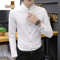 YANXU白色衬衫男长袖修身韩版男士衬衣商务休闲免烫痞帅寸衫潮流