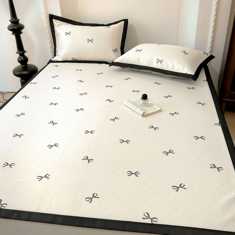 夏季凉感冰藤席三件套冰丝凉席宿舍床单人空调软席夏凉垫子可机洗