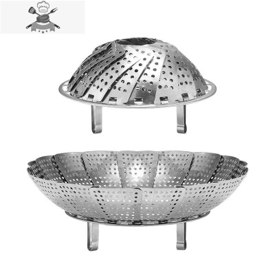 蒸锅家用304多功能不锈钢伸缩蒸笼蒸架蒸馒头折叠屉加厚蒸盘 蒸格 敬平