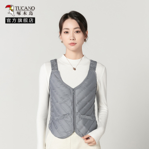 啄木鸟2024冬羽绒马甲女内穿轻薄修身内胆吊带小背心V领贴身保暖