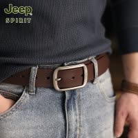 Jeep吉普男士皮带真皮男款2024新款中年青年休闲纯牛皮针扣裤腰带