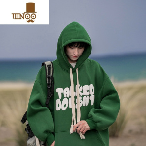 YANXU连帽卫衣男发泡印花情侣美式潮牌复古宽松长袖上衣服外套男