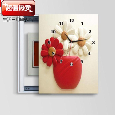 。家用装饰盒墙壁画照明配电箱风景画竖款装饰画带挂钟竖版客厅Q108横50*竖60，内径40*50其他类型