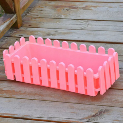 回固花盆栅栏盆长方形塑料白色特大号阳台家用育苗种菜盆加厚绿萝粉色无排水孔中等