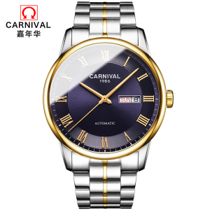 嘉年华Carnival正品男表防水进口机芯全自动机械表 男士手表双日历时尚表钢带潮流休闲简约腕表新款806