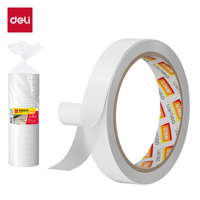 得力30402棉纸双面胶带18mm*10y*80um(白)[10卷装]