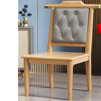 白寅 BY-SMZB 中式软包靠背椅实木椅子 原木色+实木坐板(单位:把)