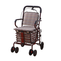 美帮汇老步车折叠购物车可坐四轮老人助力手推车家用买菜可推小拉车