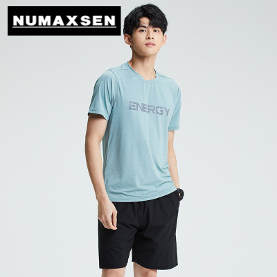 纽曼森（Numaxsen）运动套装男夏季新款宽松透气薄款速干户外晨跑健身短袖短款跑步服