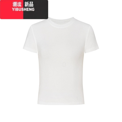 YIBUSHENG小众黑色正肩短袖T恤女季小个子紧身辣妹短款露脐复古红色上衣