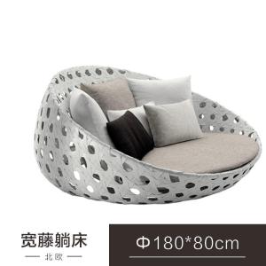 森美人户外躺床躺椅藤编室外露天游泳池创意藤椅藤沙发酒店高端躺床定制