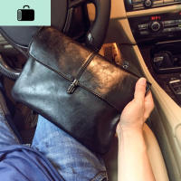 手拿包女2019新款黑色软皮手包锁扣防盗手抓包中性信封包复古女包NEW LAKE 黑色女手包