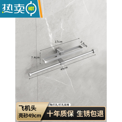 敬平晾衣架收纳整理架器免打孔壁挂式阳台墙上挂放夹子的家用挂钩 [飞机头]哑光-50cm 1个衣夹