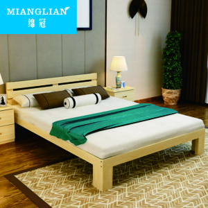 绵冠MIANGUAN实木床公寓床单人床员工宿舍床实木学生床成人现代简约单人床原木色2000*1000mm含床头柜和床垫