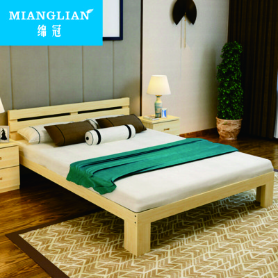 绵冠MIANGUAN实木床公寓床单人床员工宿舍床实木学生床成人现代简约单人床原木色2000*1000mm含床头柜和床垫