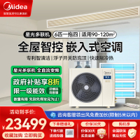 美的中央空调6匹一拖四全直流变频冷暖3室1厅多联机风管式智能家电MDS-140W-D02-XG(GNX4-1)一拖多