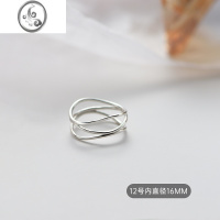 JiMi925银银戒指女夏季小众设计2021年新款简约几何线条食指戒指环潮