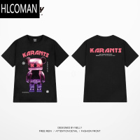 HLCOMAN2025新款短袖T恤男女夏季港风宽松半袖上衣ins潮牌印花体恤衫