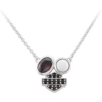 Harley Davidson/哈雷戴维森哈雷 Davidson 女士银色项链两石巴盾