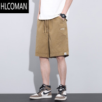 HLCOMAN短裤男士2025新款夏季外穿宽松休闲中裤高端卡其色5五分裤子