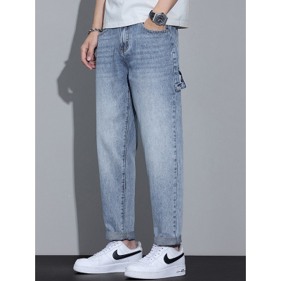 新款男士牛仔裤港风复古哈伦裤宽松青年休闲裤百搭通勤老爹裤