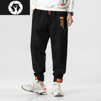 HongZun裤子男2020年秋季潮牌工装束脚韩版潮流百搭直筒宽松休闲运动长裤工装制服